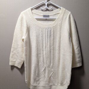 Women’s Laura Petite sweater in a soft ivory/cream color. Size M